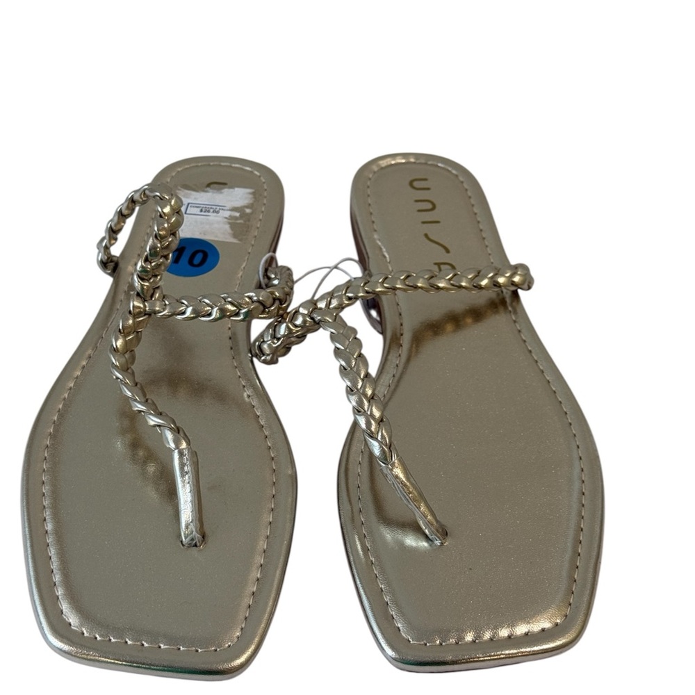 Unisa Gold Metallic Sandals with Braided Strap ~ NEW ~ Size 10M